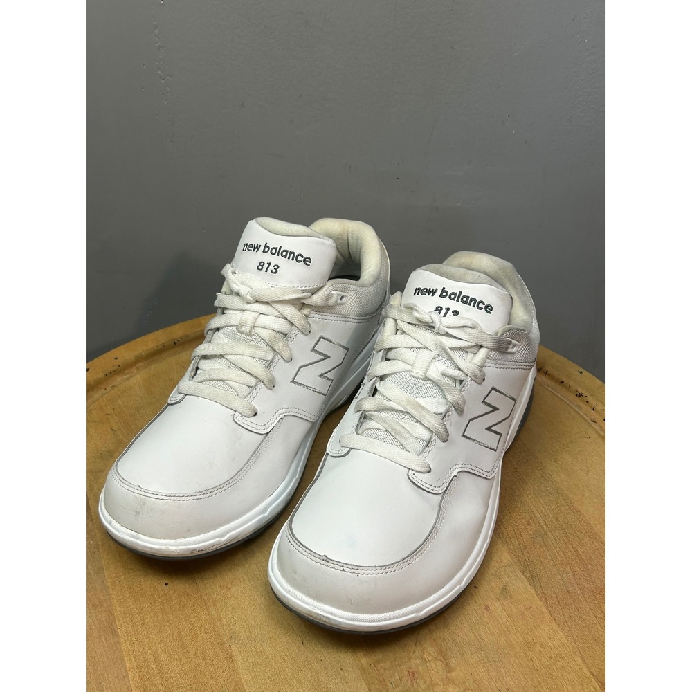 New Balance‎ Walking Shoes Mens 9 2E White 813 MW813WT Leather Rollbar Sneakers
